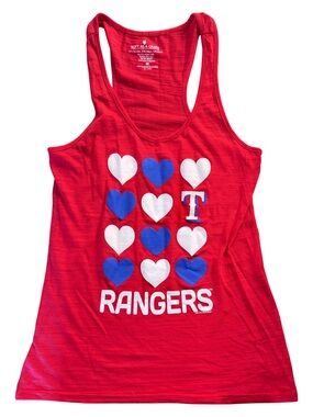 SOFT AS A GRAPE Official MLB Texas Rangers Baseball Y2K Racerback Tank w/ Hearts